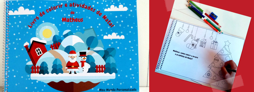 Livro de Colorir e de Atividades personalizado de Natal