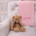 Manta fio rosa e urso ingles presente personalizado bebe comprar (e)