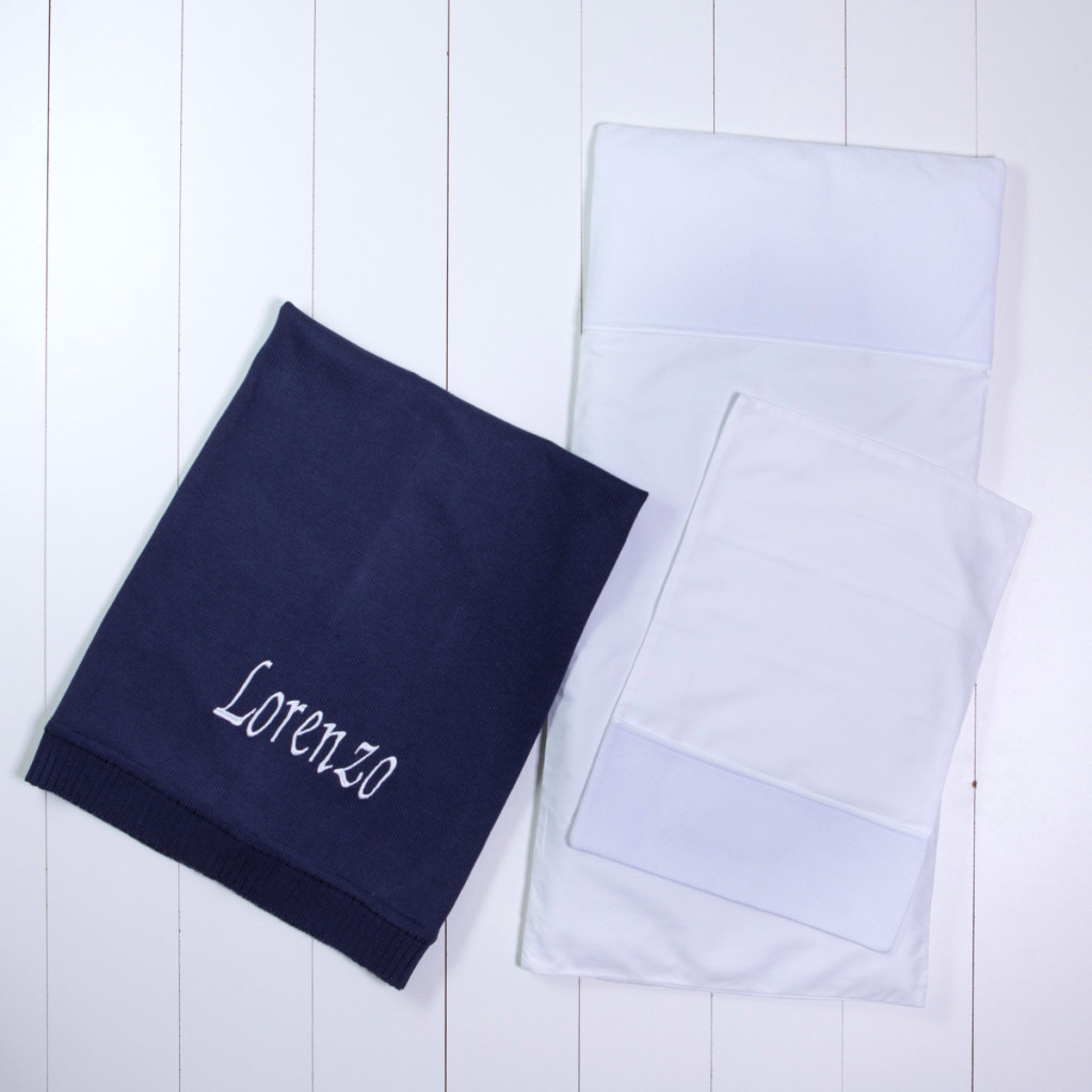 Manta fio tricot azul colchenete travesseiro carrinho presente personalizado bebe comprar