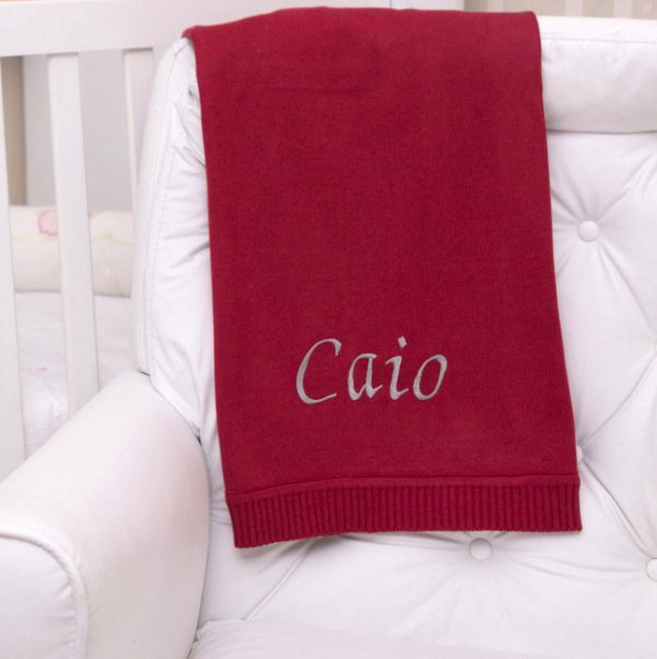 Manta fio tricot bordo bebe presente personalizado menino comprar (e)