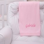 Manta fio tricot rosa marinho menina bebe presente personalizado comprar (e)