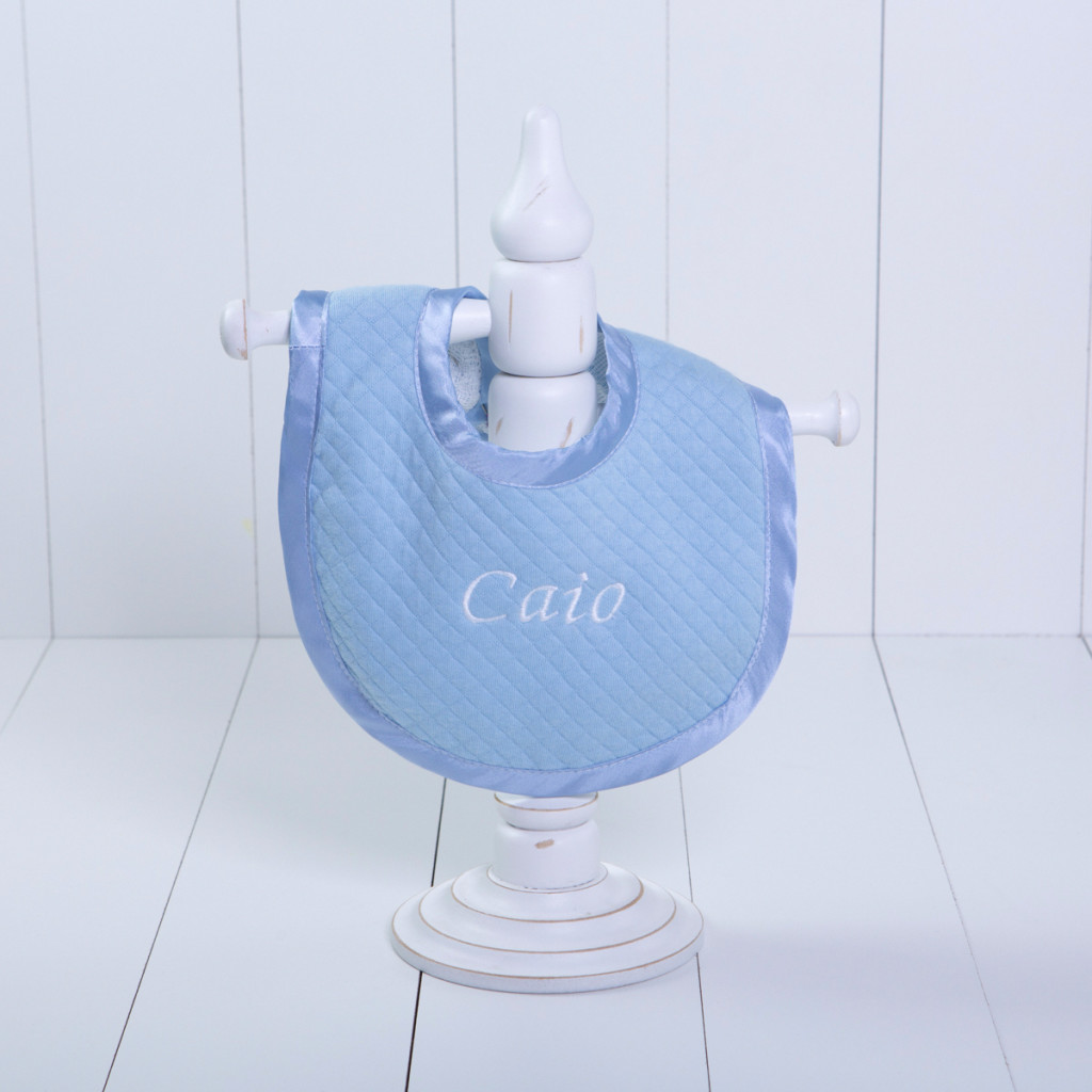 Babador malha luxo bebe menino azul personalizado comprar (e)