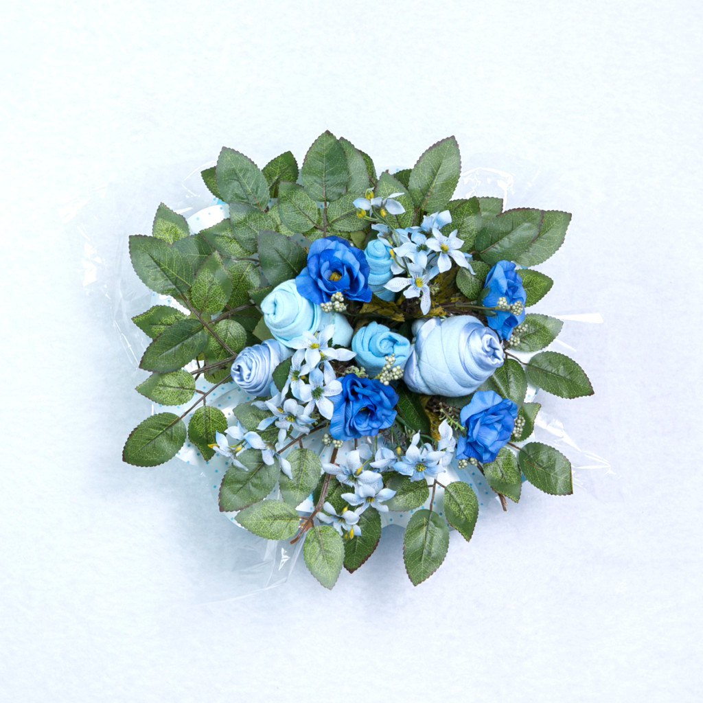 Bouquet roupinha bebe body meia babador presente personalizado maternidade nascimento azul menino comprar (e)