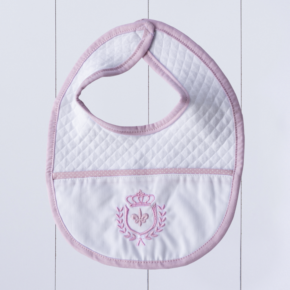 Presente para bebê - babador rosa delicado com bordado