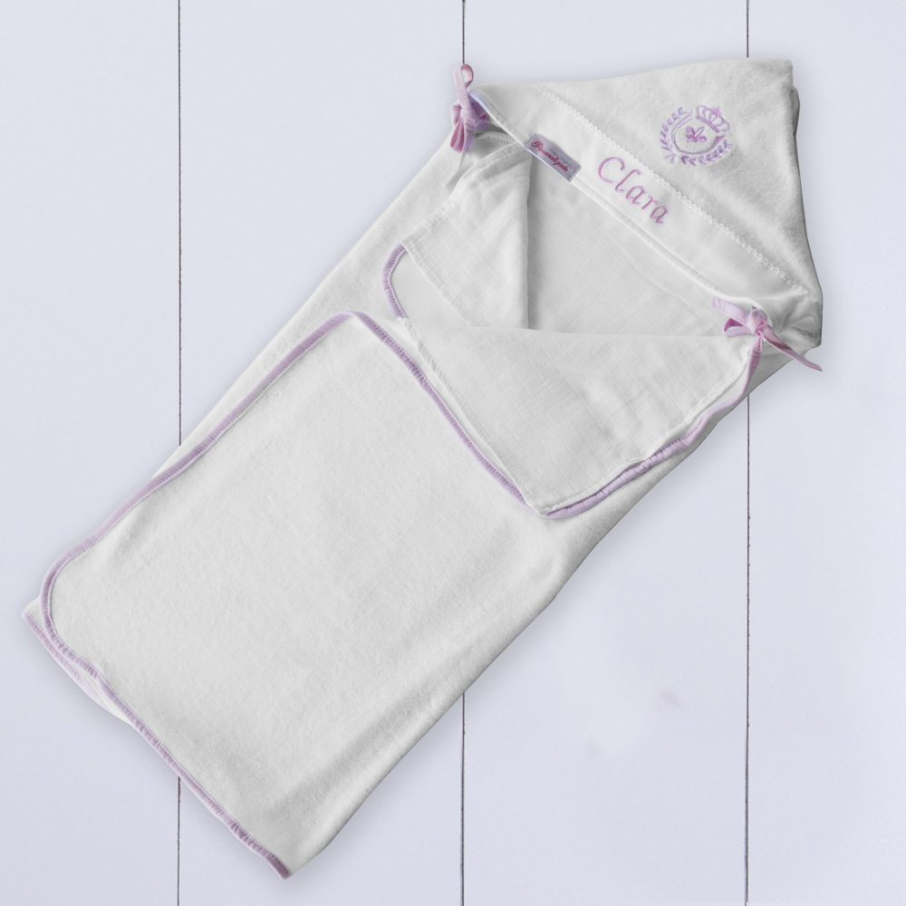 Toalha da banho bebe personalizada rosa
