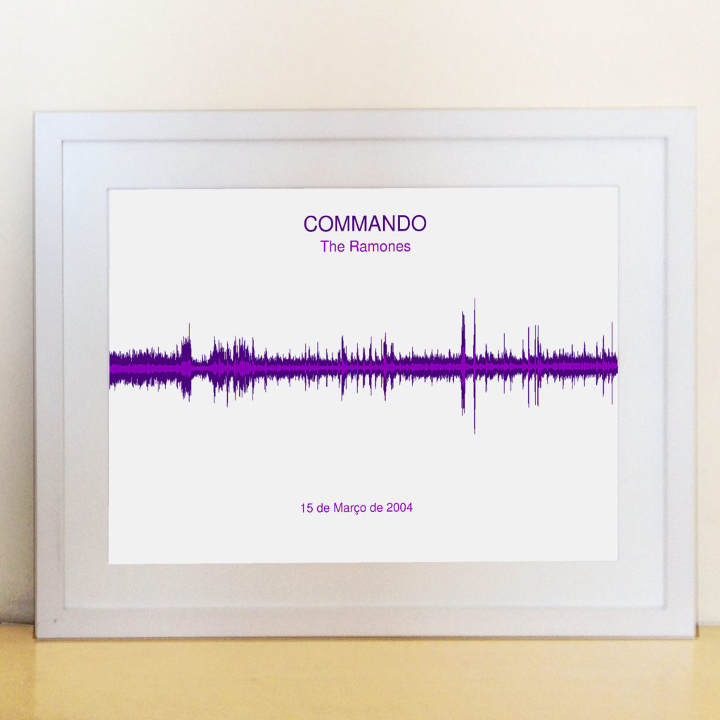 Quadro Onda Sonora – Moldura Branca – Impressao roxa – The Ramones – Commando