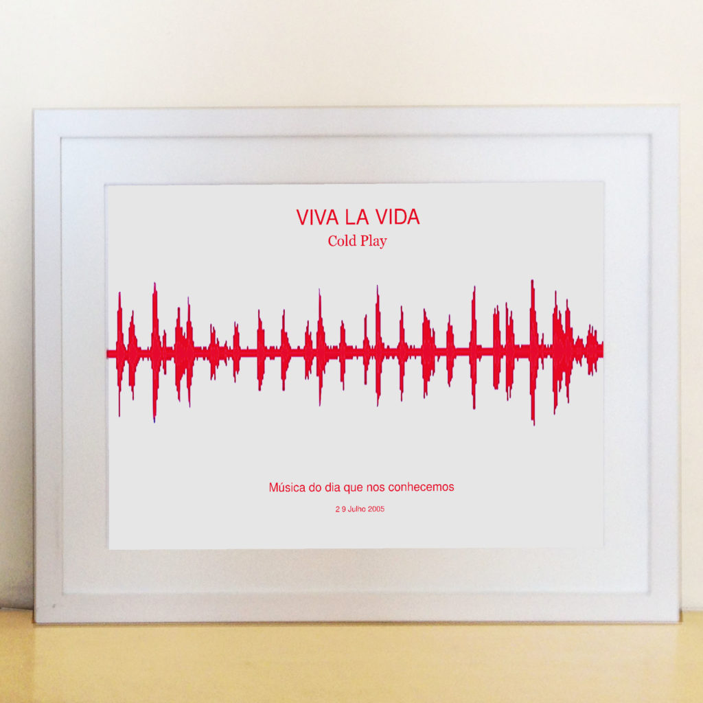 Quadro Onda Sonora – Moldura Branca – Impressao vermelha