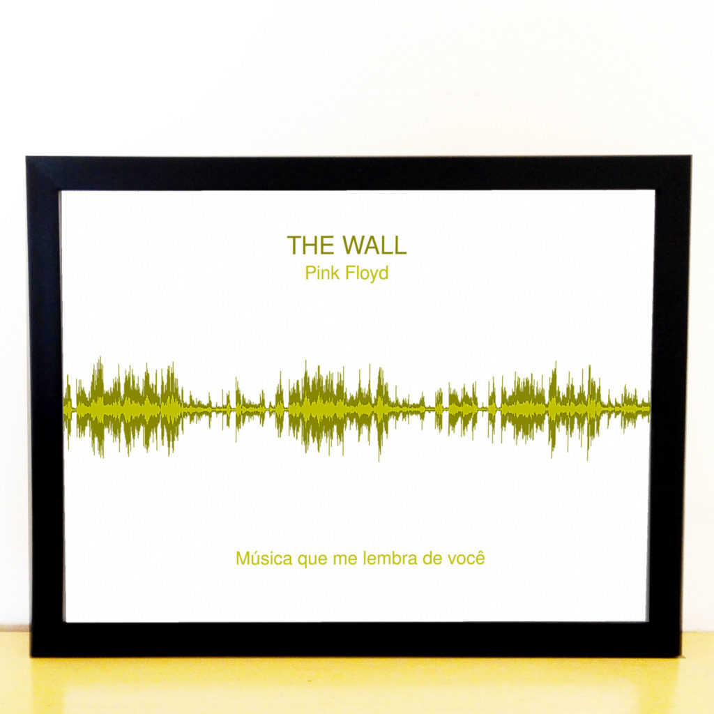 Quadro Onda Sonora – Moldura Preta – Impressao amarela – Pink Floyd – The Wall