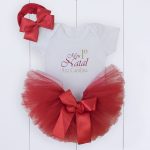Body Bebe Personalizado e Saia Tutu – Meu Primeiro Natal – FUNDO TABLADO