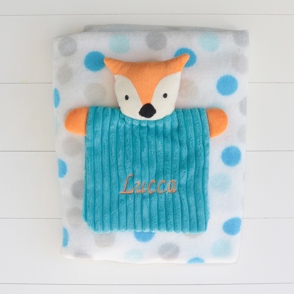 Kit presente para bebe masculino com manta e naninha da raposa