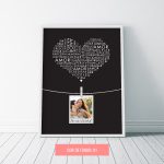 Presente Dia dos Namorados – Quadro Palavras de Amor e Polaroide – fundo preto