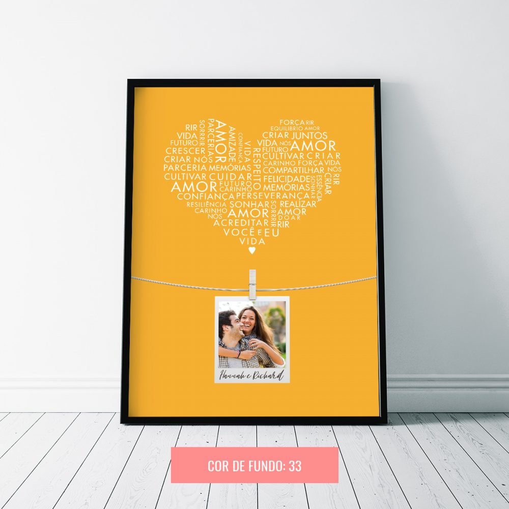 Presente 1 ano de namoro - quadro personalizado com polaroide do casal
