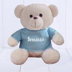 Urso Pelucia BRU Bebê – Camiseta azul – personalizada – azul (SEM REGUA)