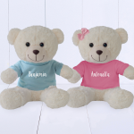 Ursinhos com Camisetas personalizadas rosa chiclete e azul – JUNTOS