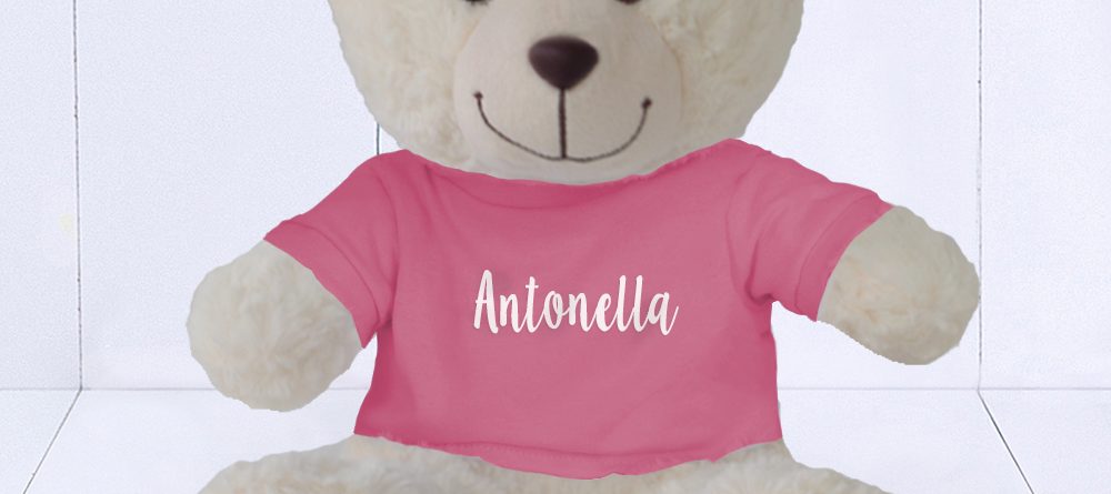 Presente bebê menina - ursinha camiseta rosa personalizada