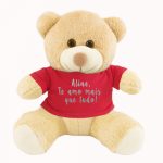 Urso Pelucia Camiseta vermelha – Te Amo mais que tudo – texto prata