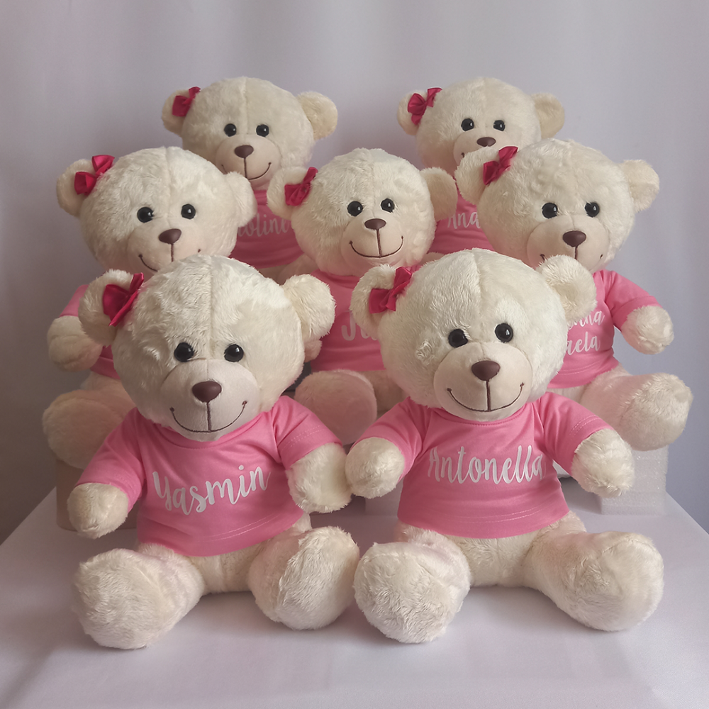 Ursinhas com camiseta rosa personalizada