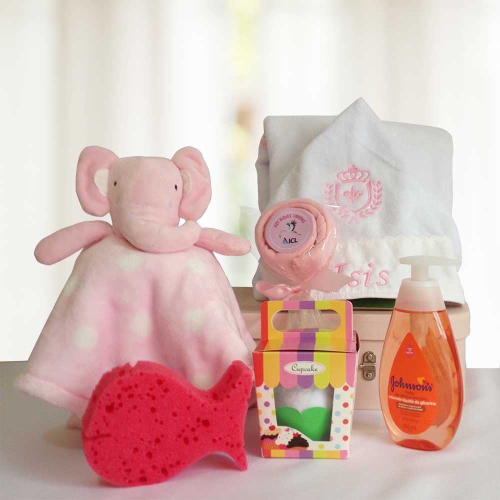 Kit Bebê Empresas Boas-vindas c/ Toalha com Capuz - Rosa - Meu Mundo  Personalizado