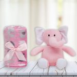 Kit Presente Bebe Manta e Elefantinho – NOVO – rosa