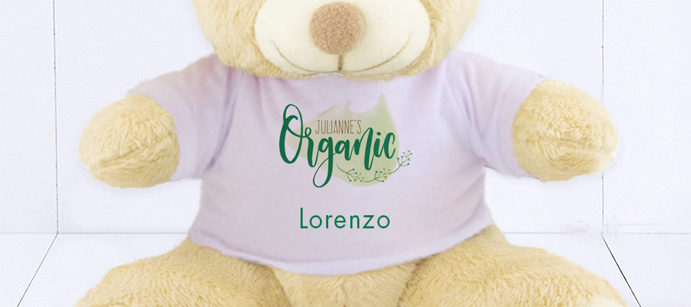 Presente corporativo para bebê - urso pelúcia personalizado com logo