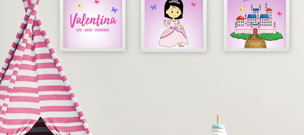 Quadros para decoração de quarto de menina no tema princesas