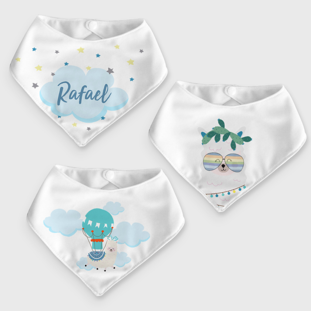 Kit 3 babadores bandana – Lhama Meninos