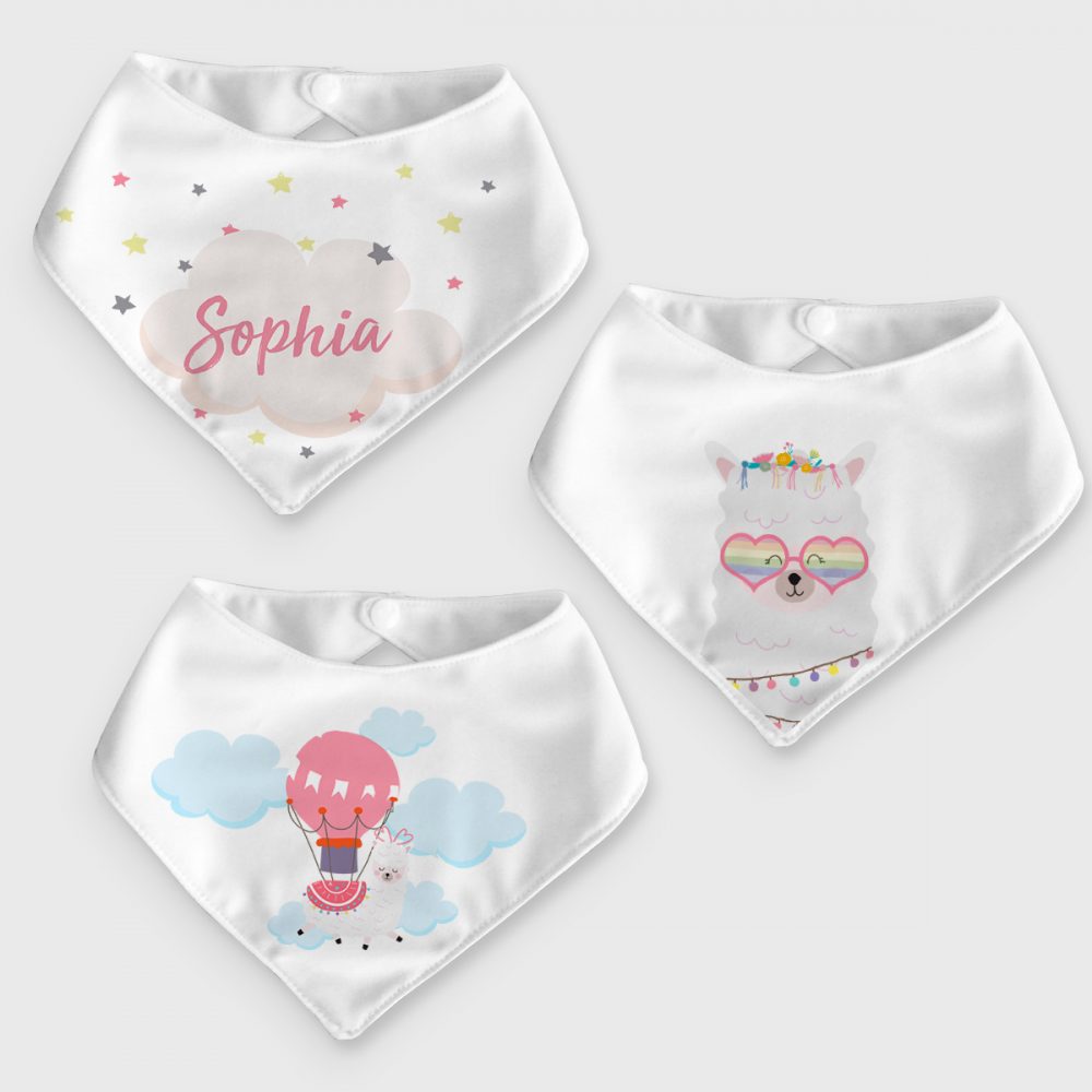 Presente personalizado para bebê - babadores bandana menina