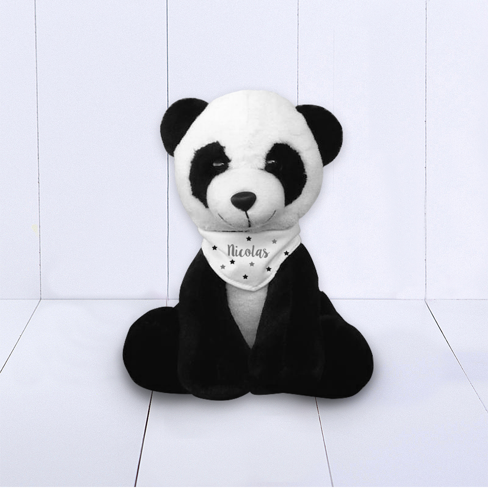 Presente criativo para recém-nascido menino - panda com bandana personalizada