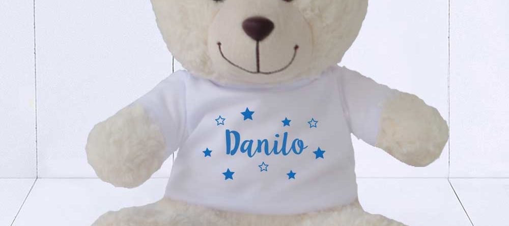 Presente para bebê de 1 ano - ursinho com camiseta personalizada
