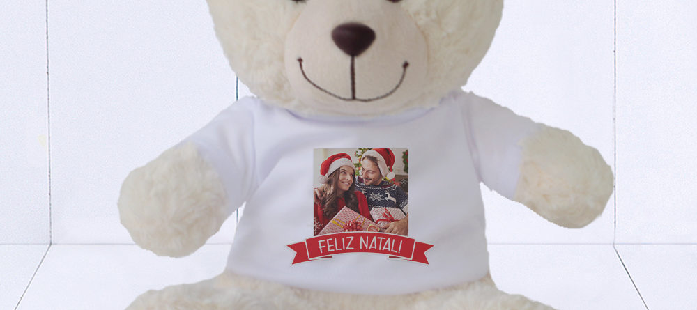 Presente criativo de Natal - urso de pelúcia personalizada