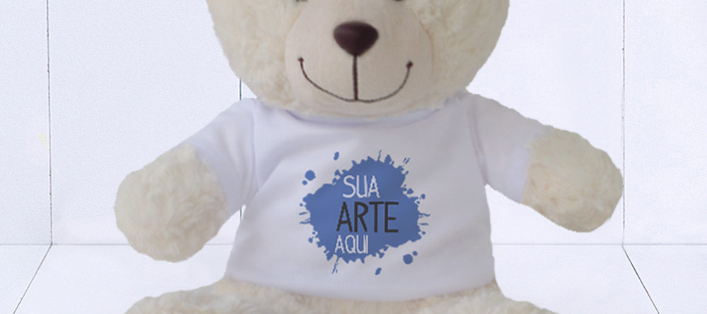 Brinde corporativo - urso de pelúcia com camiseta personalizada com logo
