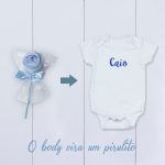 Body bebê personalizado em formato de pirulito – azul