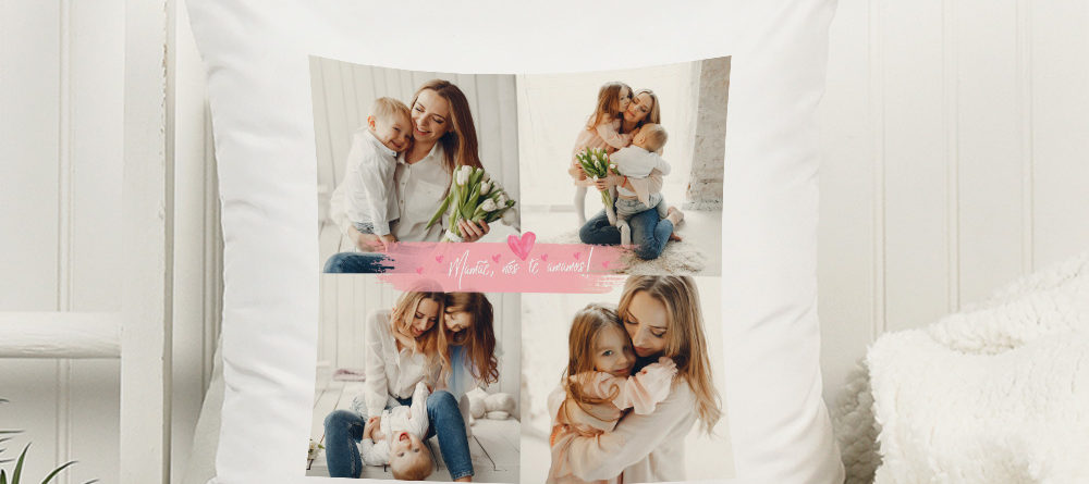 Ideia de presente para o Dia das Mães - almmofada personalizada com 4 fotos