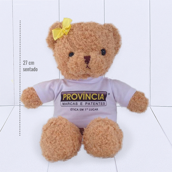 Presente bebê corporativo - urso de pelúcia personalizado