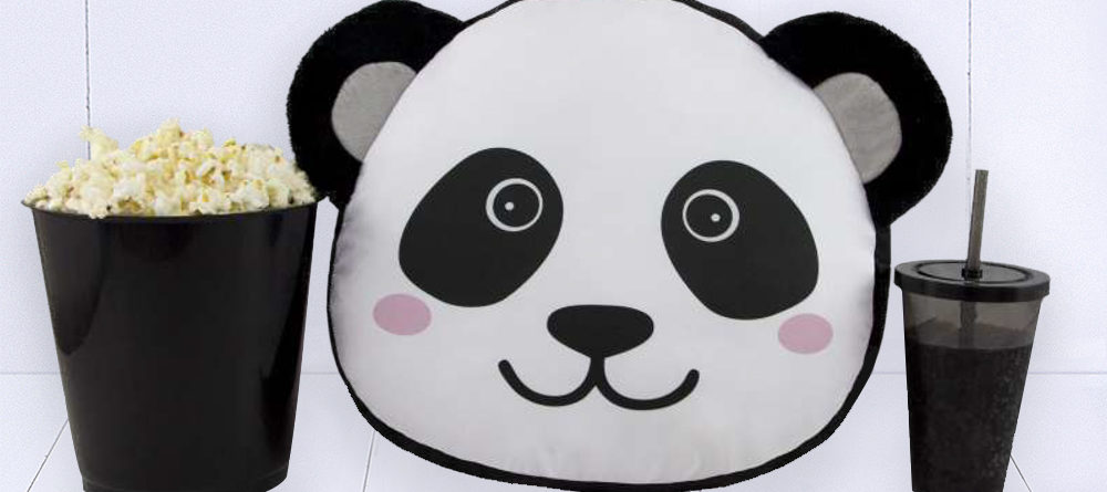 Presente criativo para meninas e meninos e decoração quarto - almofada kit pipoca Panda