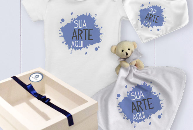 Brinde corporativo para bebês - kit contendo body, babador e naninha personalizada