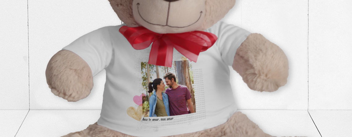 Presente Dia dos Namorados - Urso beijo personalizado 55cm