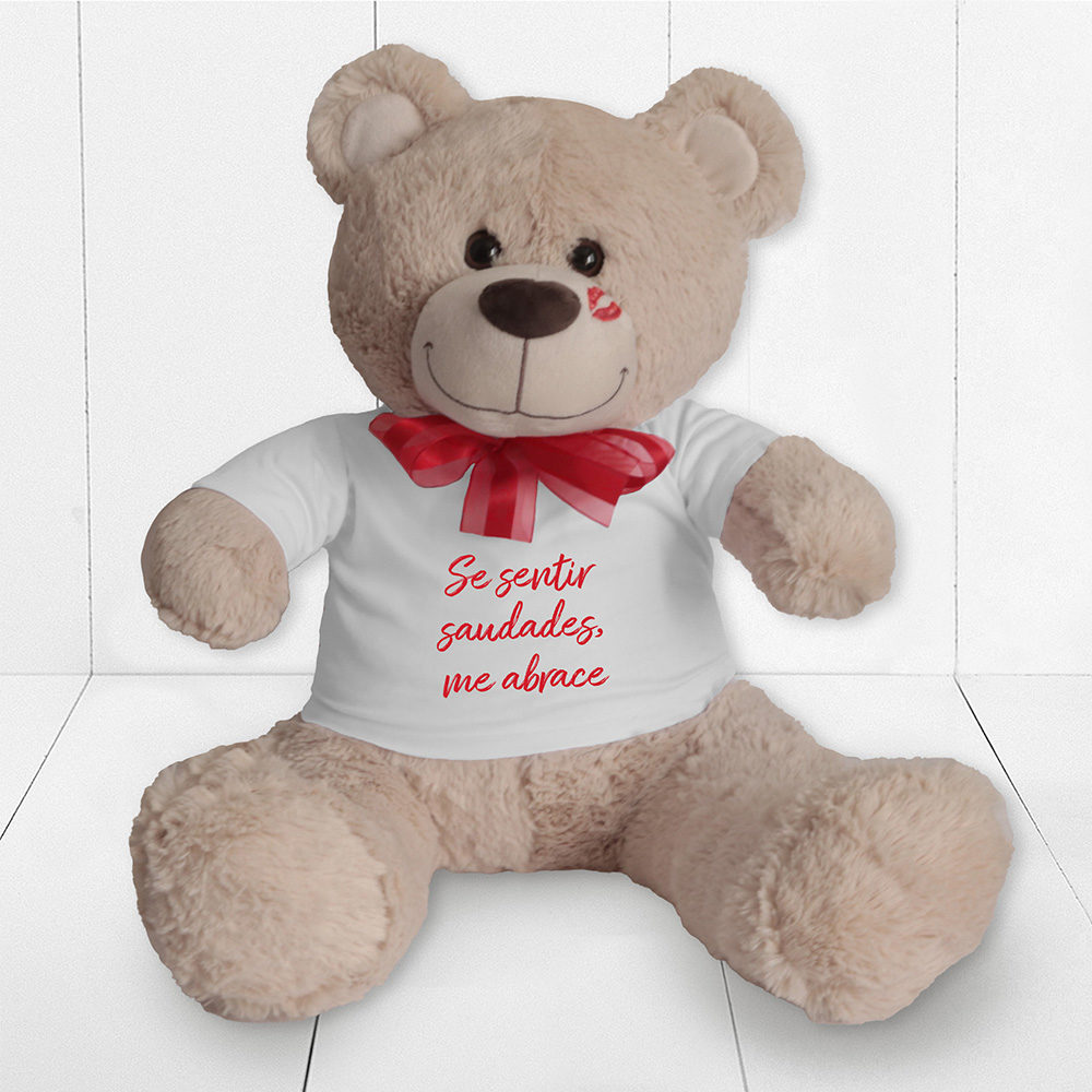 Presente 1 ano de namoro - urso de pelúcia com camiseta personalizada