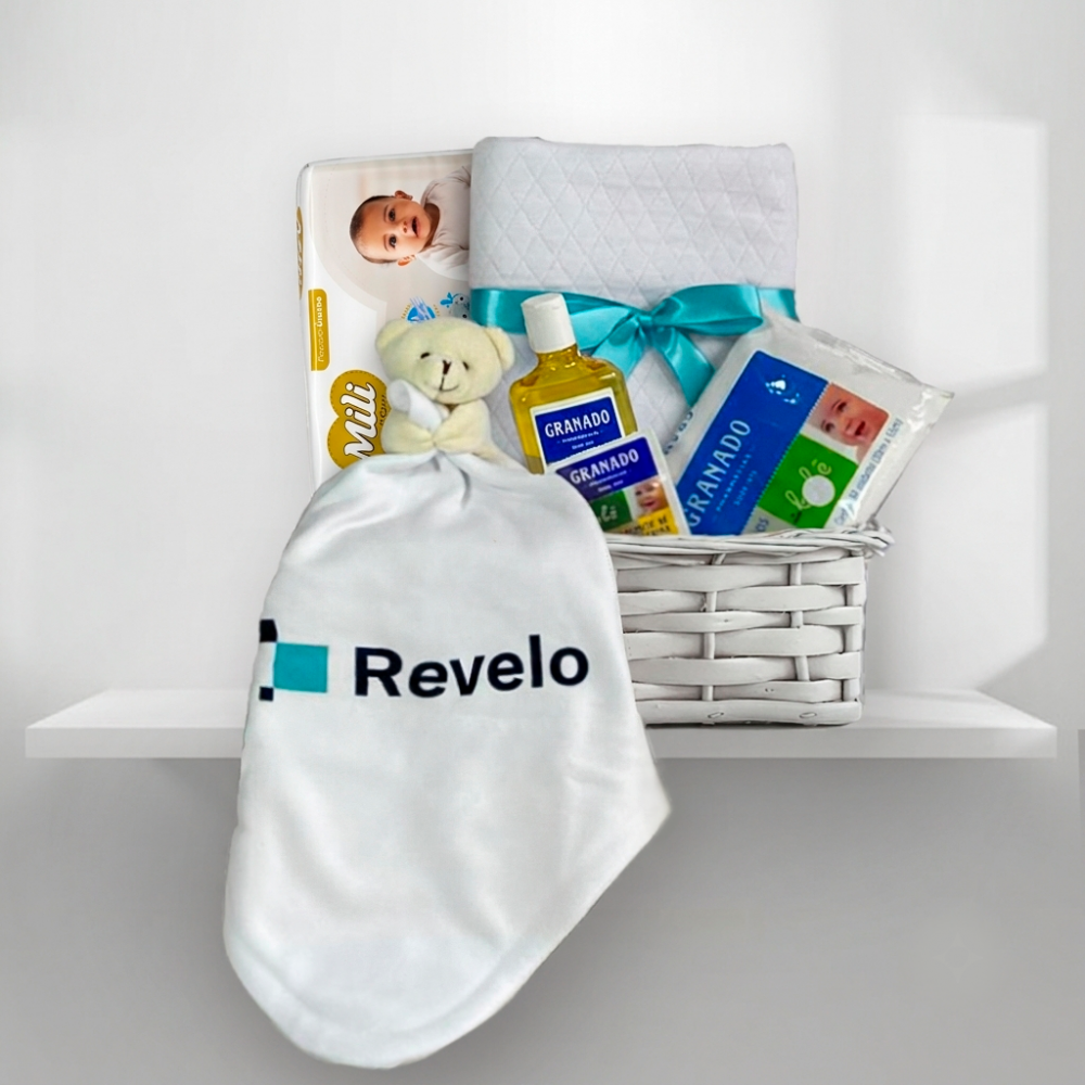 Cesta Bebê c/ Naninha Personalizada com Logo/Arte