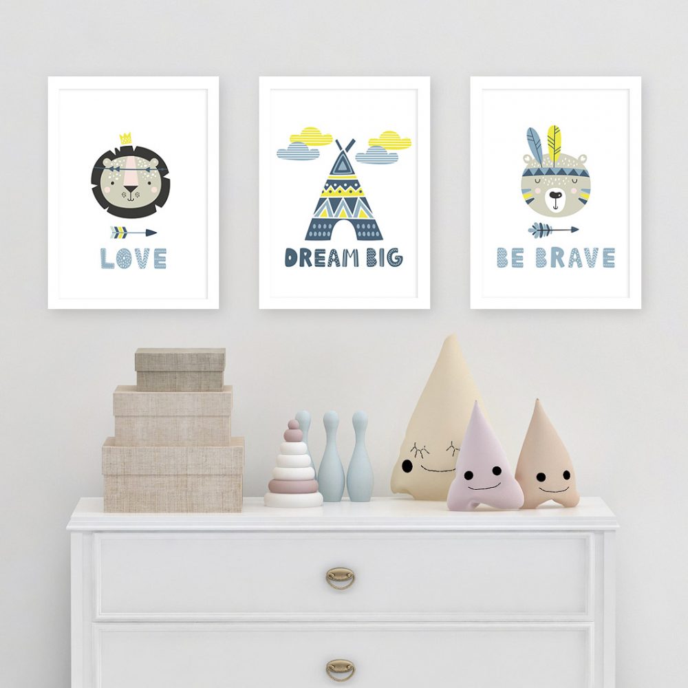 Kits de quadros para decorar o quadrto do bebê - Boho - meninos