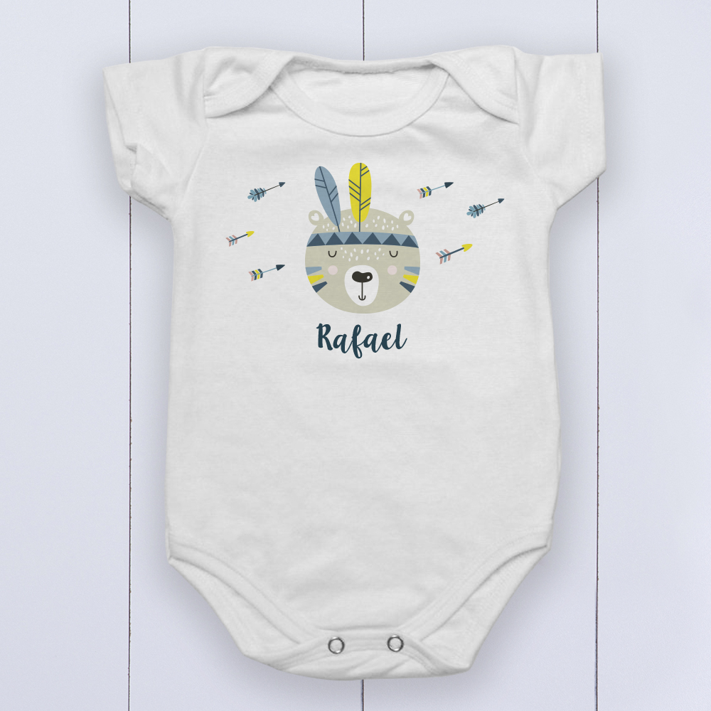 Body Personalizado Tigre Coleção Tribal Meu Mundo Personalizado