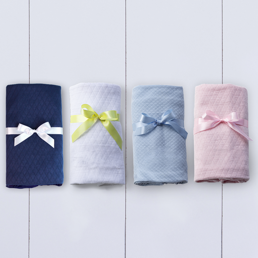 Manta bebê azul marinho, rosa bebê, azul bebê e branca