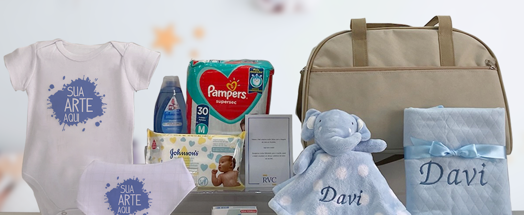 kit bebê corporativo com naninha do elefantinho