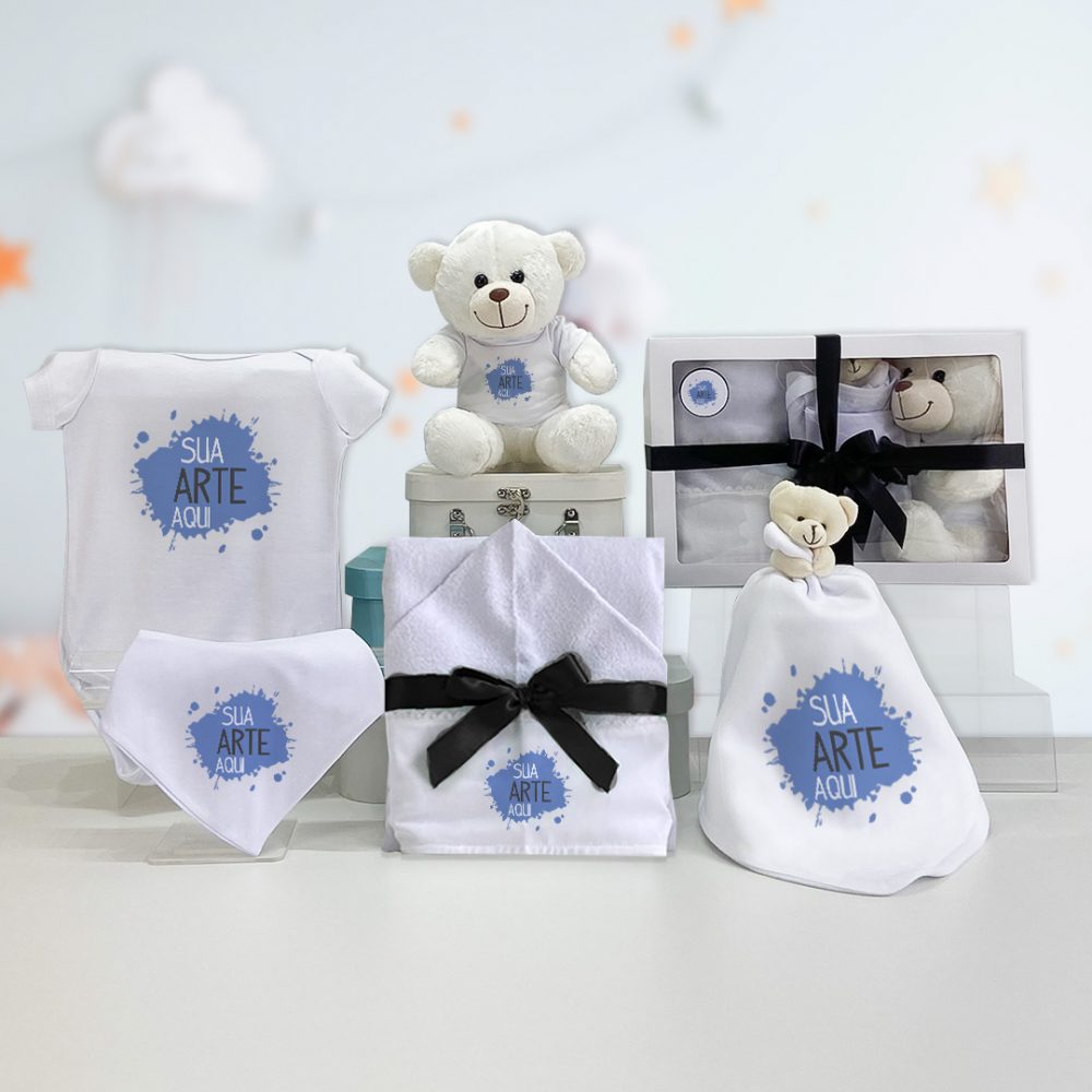 kit bebê corporativo com toalha e manta