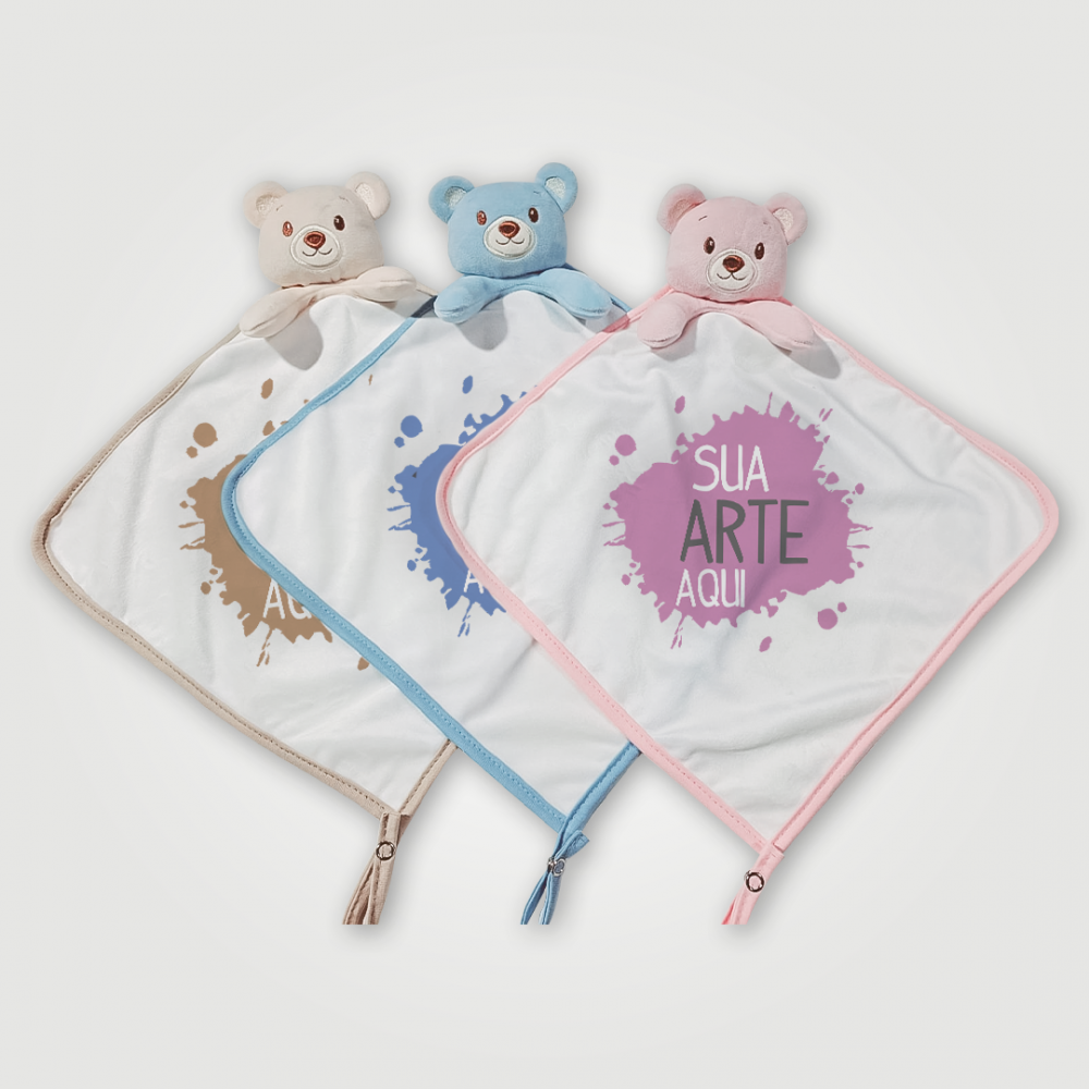 Naninha personalizadas do ursinho azul, rosa e bege Coleção Ninar