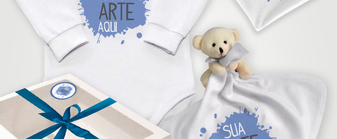 Kit bebê inverno com body manga longa, naninha e babador. Comprar