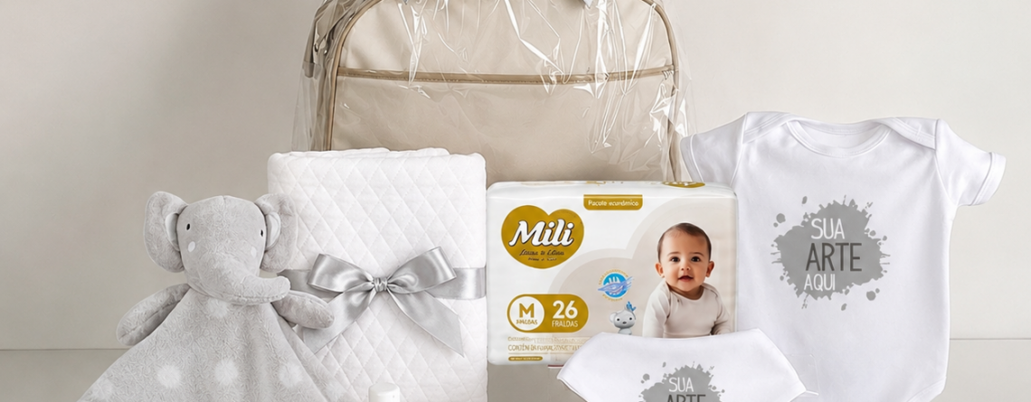 Kit Natalidade Corporativo com Bolsa maternidade mod 4 - cinza e branco