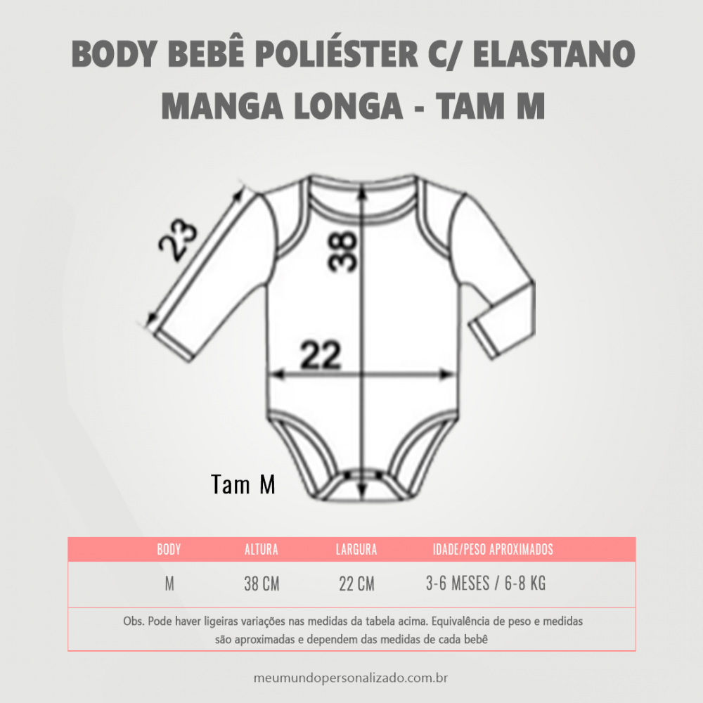 tabela tamanho bory manga longa